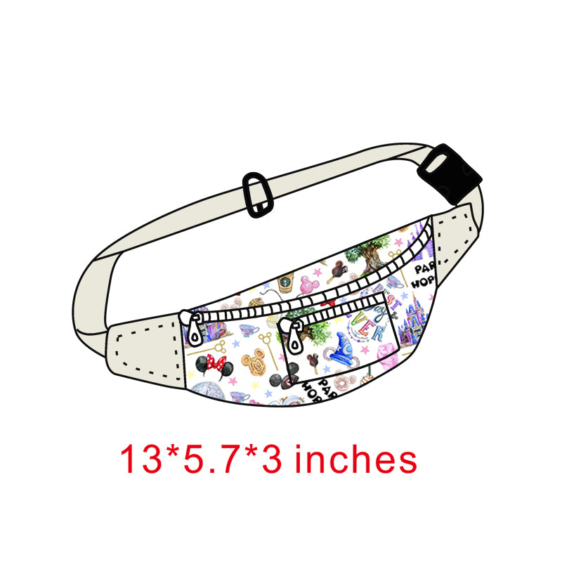 RTS the Fanny pack 0709 13*5.7*3 inches Waist Bag purple mouse castle floral bag