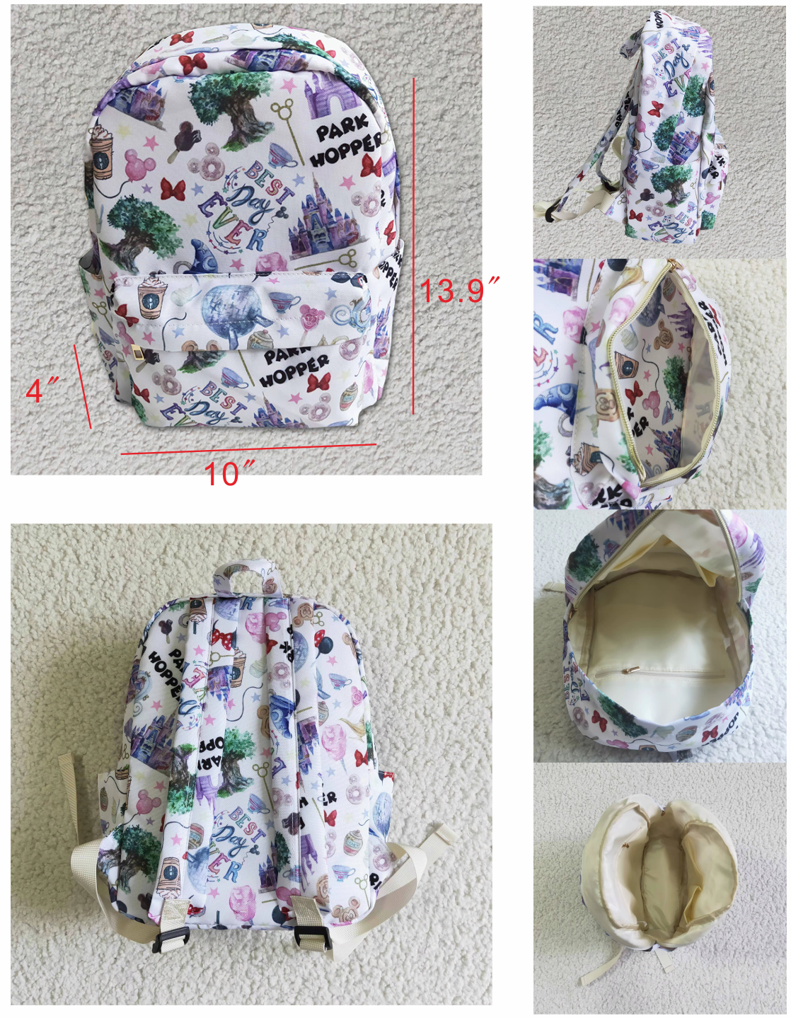 BA0010 RTS 10*13.9*4 inches purple mouse castle floral bag 0709