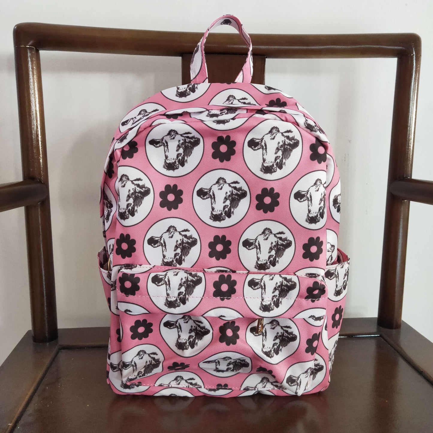 BA0035 10*13.9*4 inches western cow floral pink backpack bag 20230306 RTS