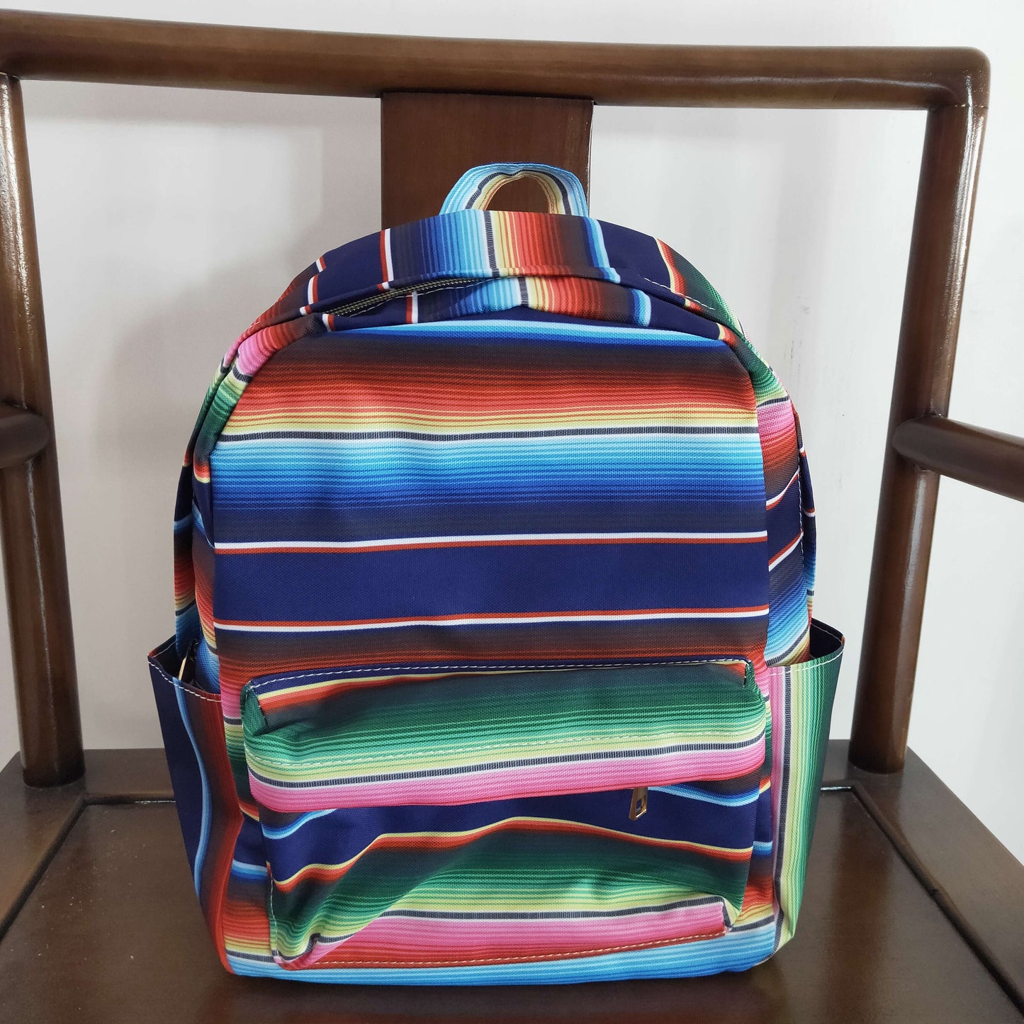 BA0039 10*13.9*4 inches western green blue pink colorful stripe backpack bag 20230306 RTS