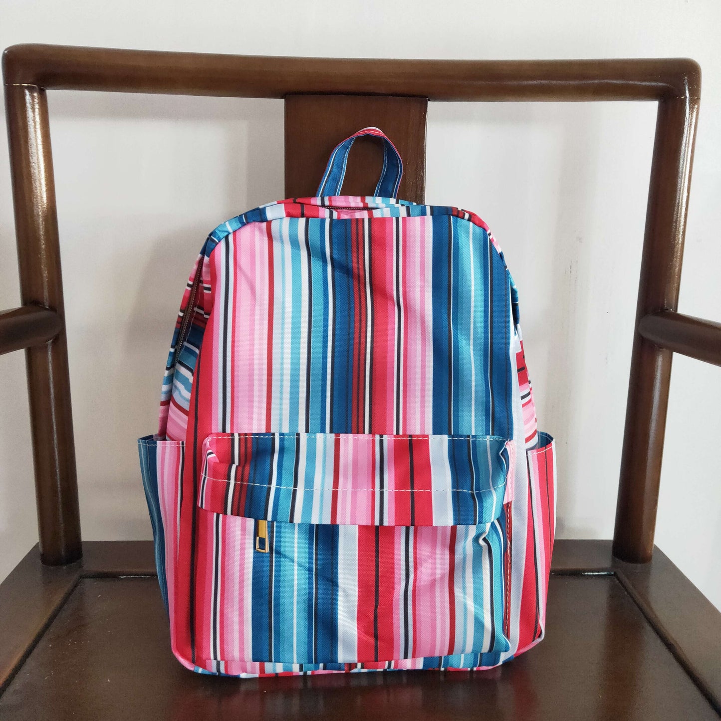 BA0046 10*13.9*4 inches western blue red pink colorful stripe backpack bag 20230306 RTS