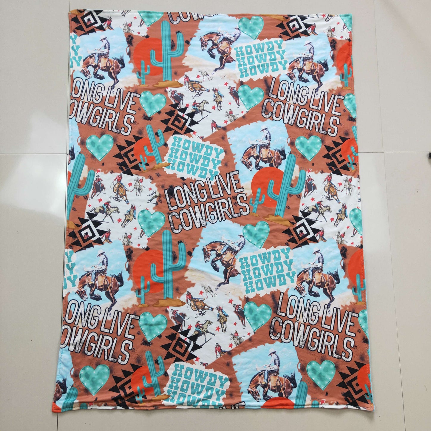 BL0036 baby blanket western horse hunter cow girl 1226