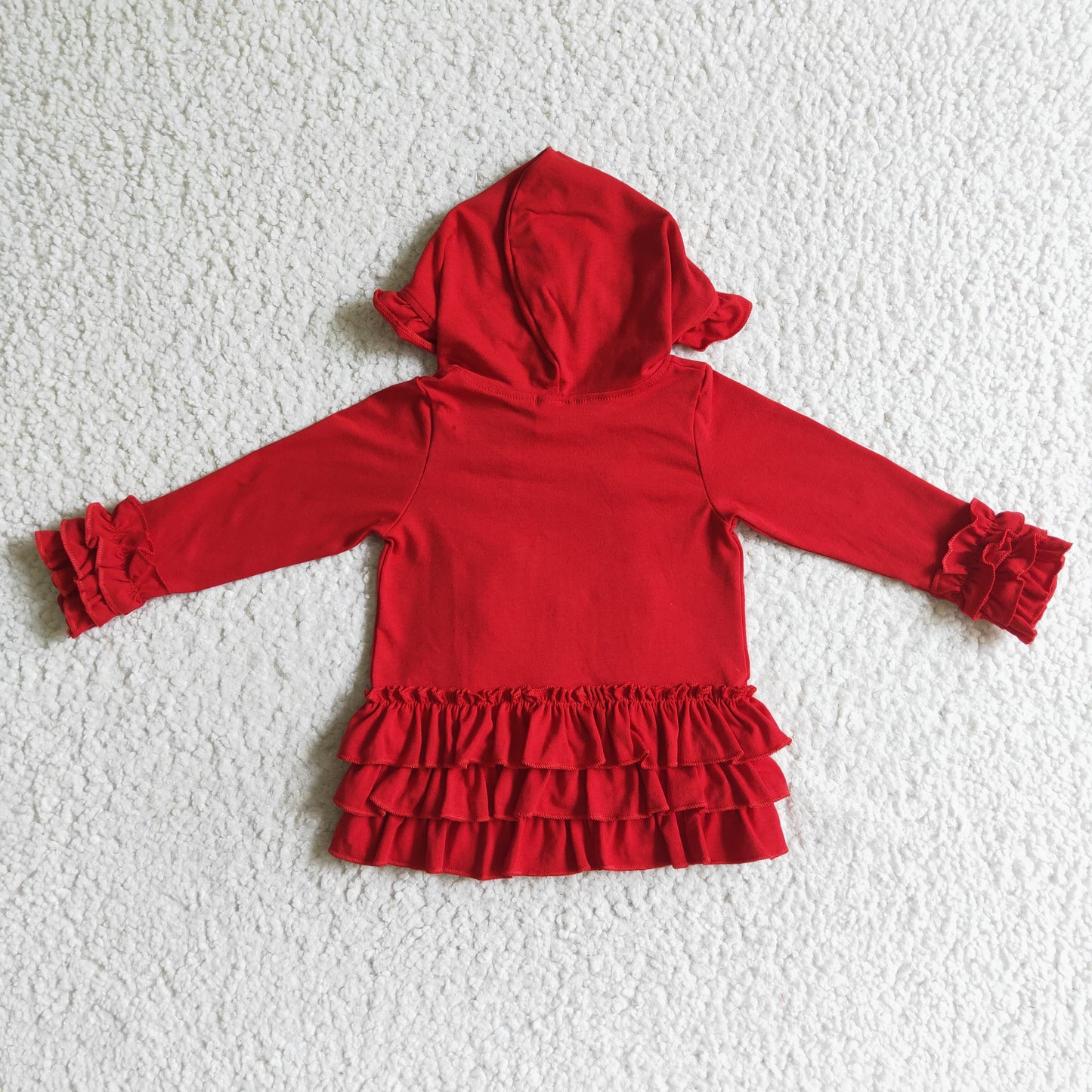 GT0019 red Ruffle print zipper design hoodie loose kids coat 0812 RTS