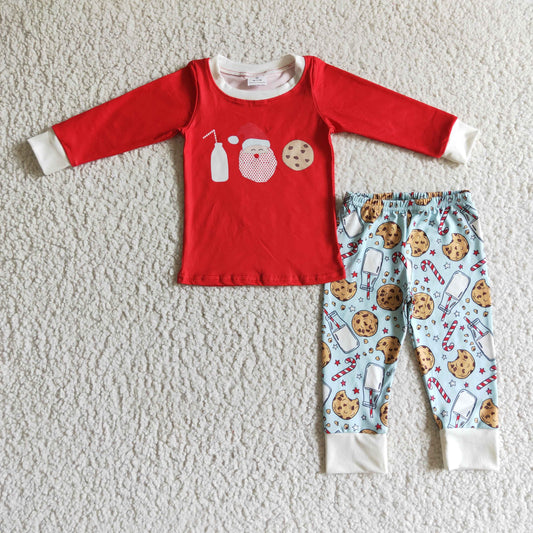 promotion BLP0104 Christmas Santa cookies long sleeve boy pajamas outfit 20230623 RTS