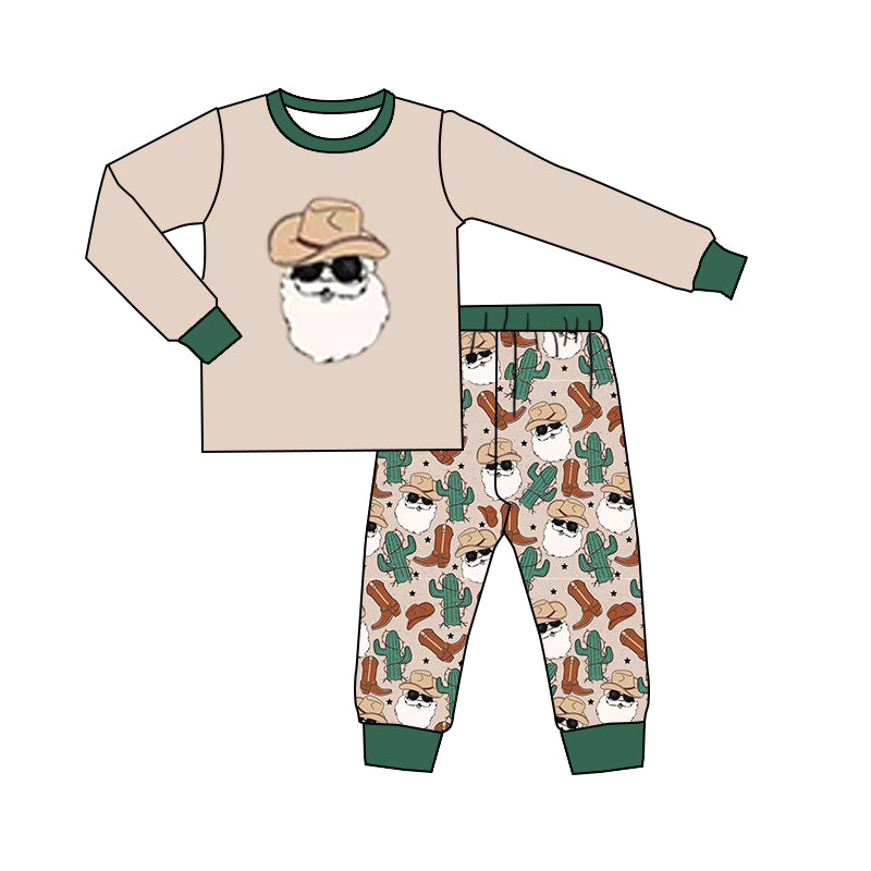 cactus  christmas Santa long sleeve girl pajamas outfit 0913  preorder