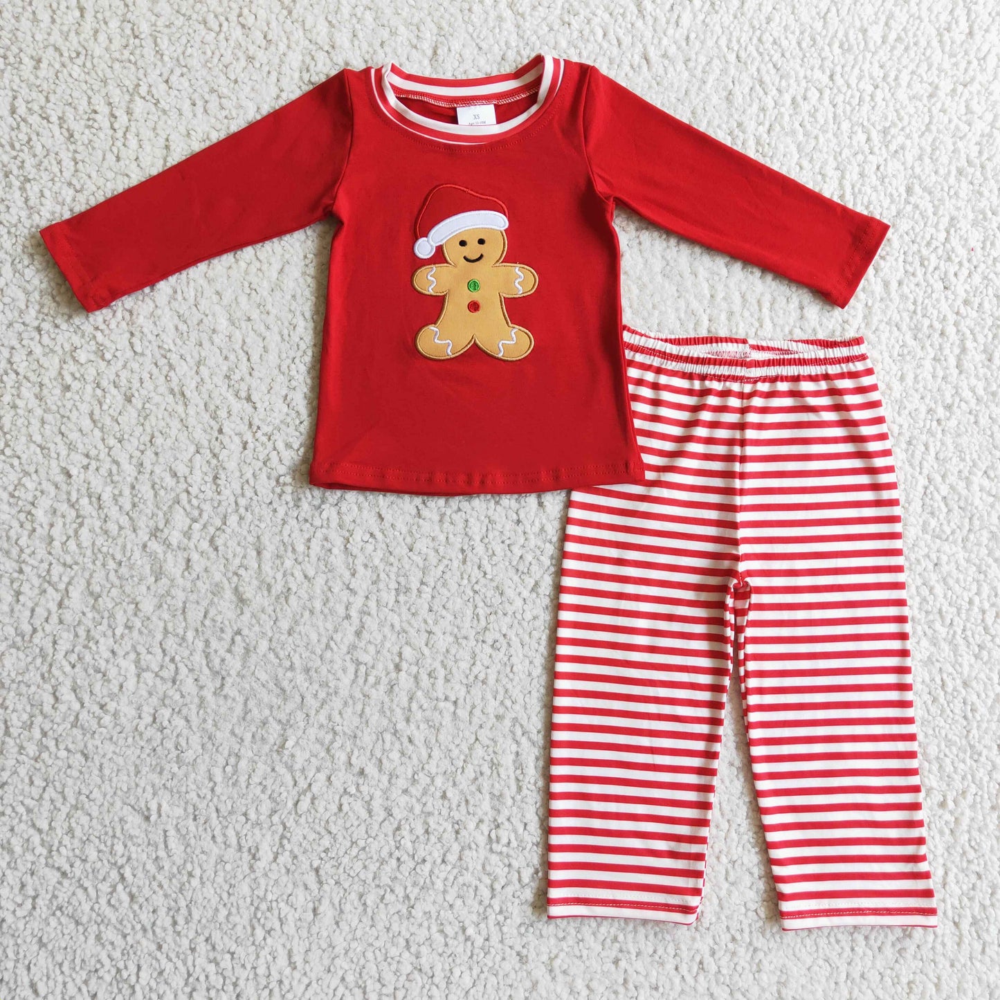 BLP0122 christmas ginger bread long sleeve boy pajamas outfit preorder 1108 RTS