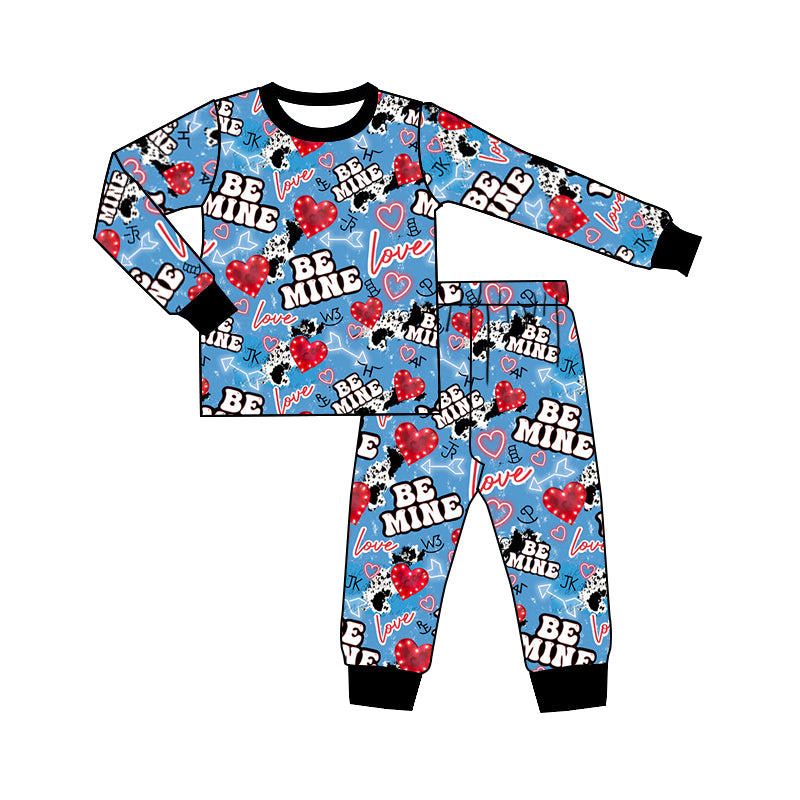 BLP0156 preorder be mine cow long sleeve blue boy pajamas outfit 1206