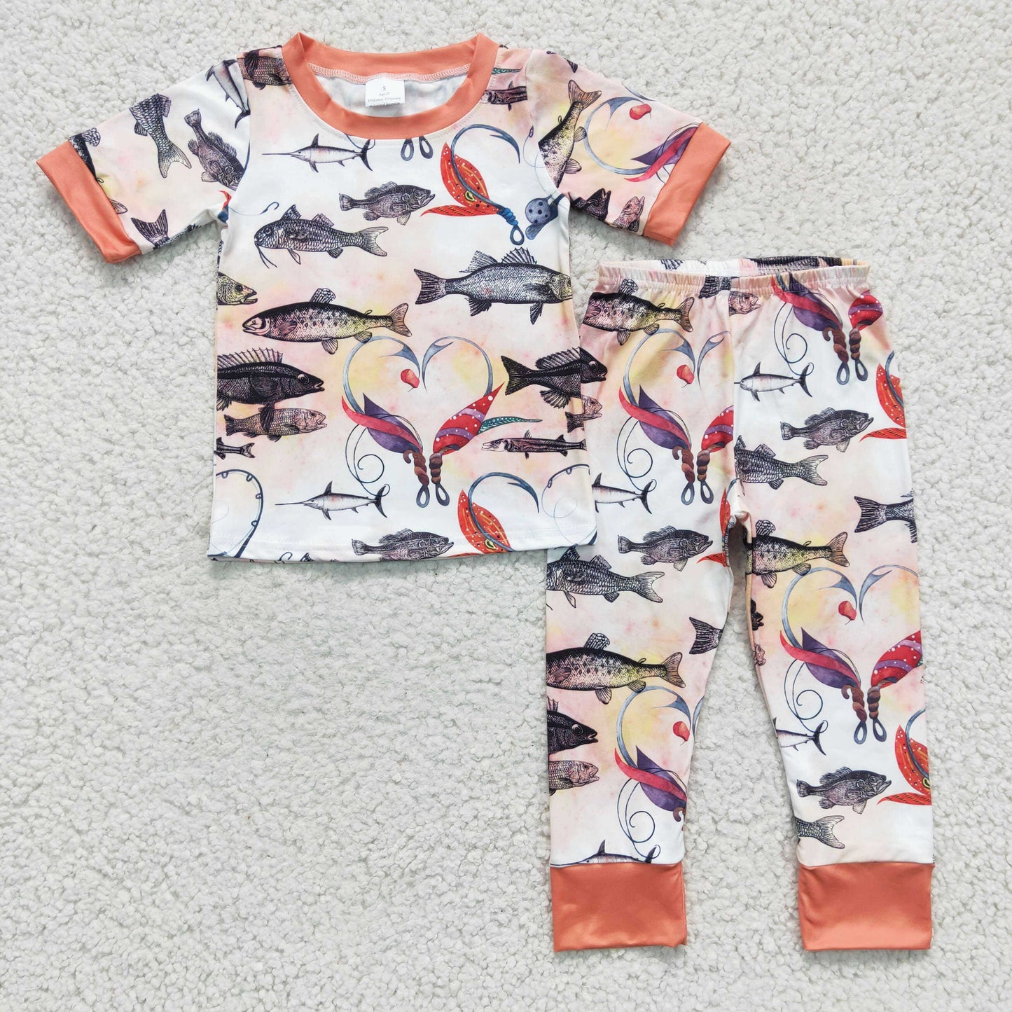 promotion RTS BSPO0041 western fishing hunting RTS short sleeve girl boy outfit pajamas 1212
