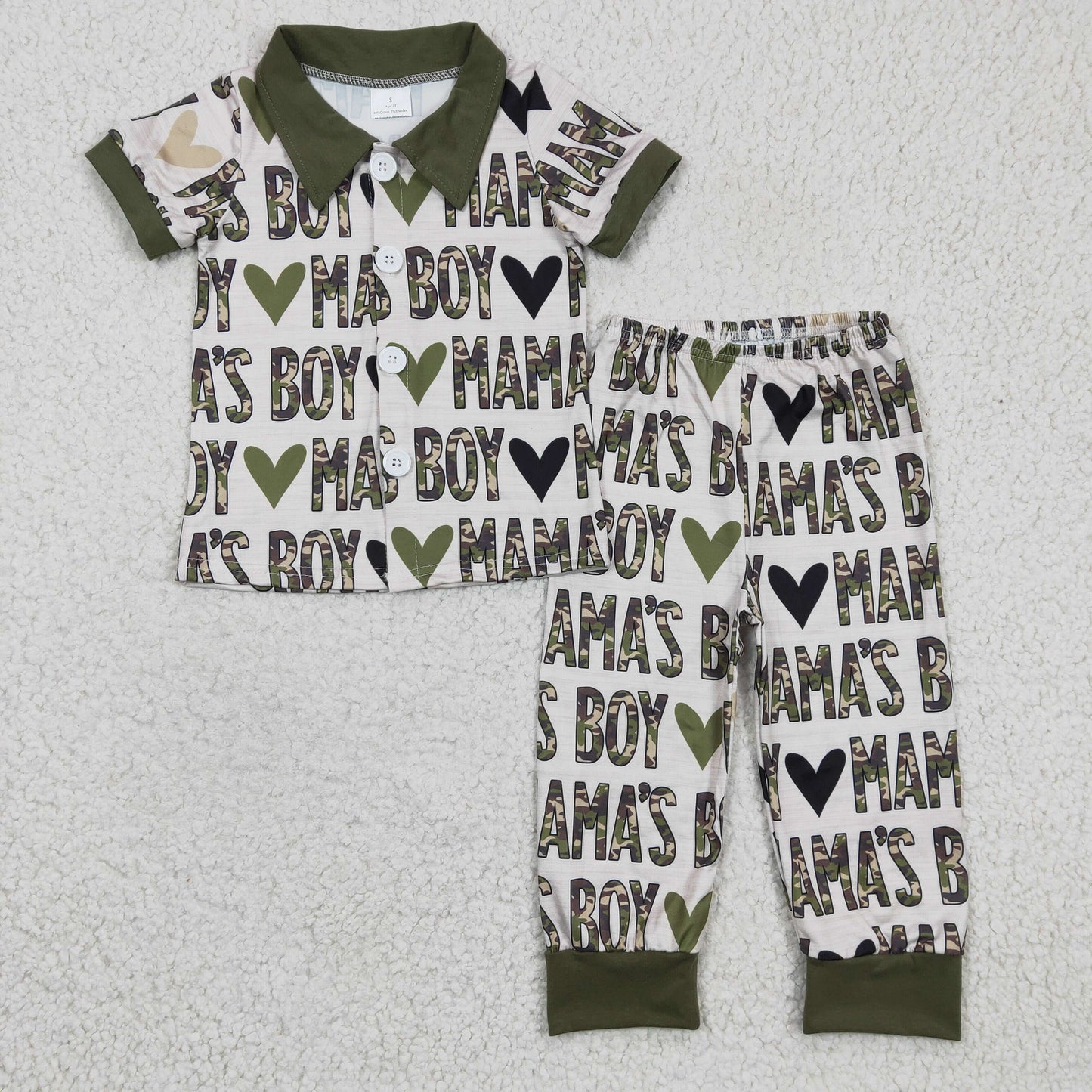 BSPO0044 RTS  short sleeve MAMA BOY LOVE BOY PAJAMAS outfit 1213