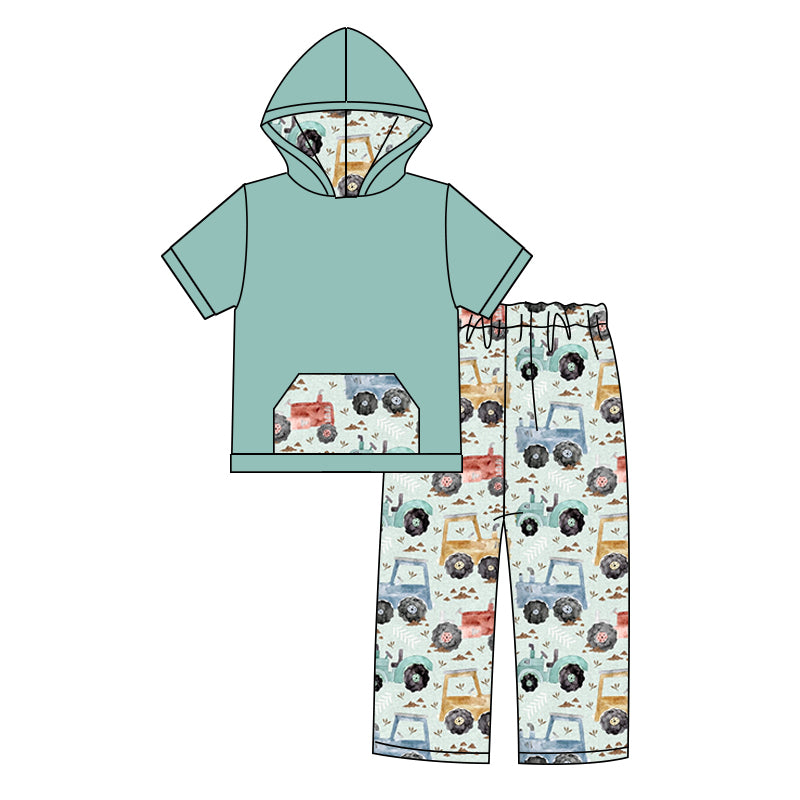 GSPO0296 preorder short sleeve tractor boy hoodie outfit 1104