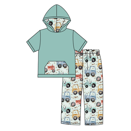 GSPO0296 preorder short sleeve tractor boy hoodie outfit 1104
