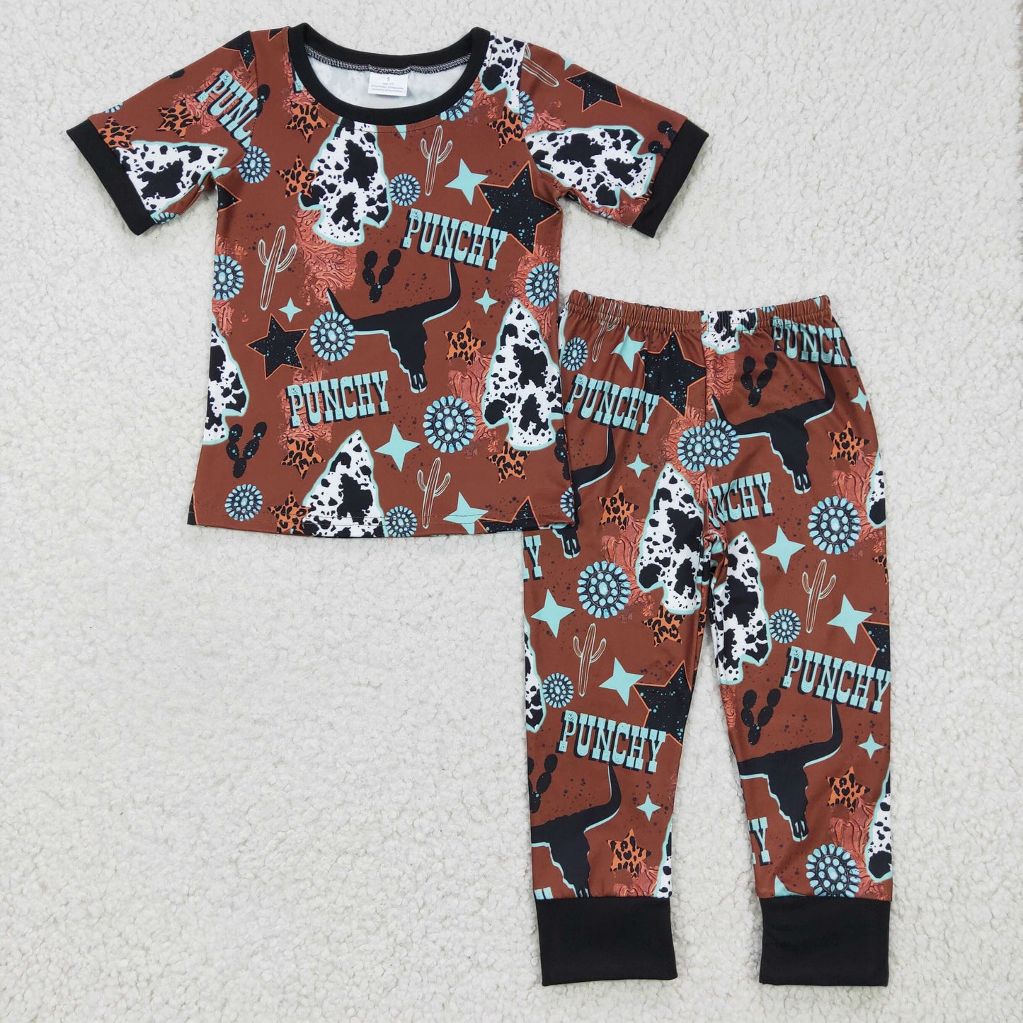 promotion BSPO0051 RTS short sleeve cow westernboy pajamas outfit 1214