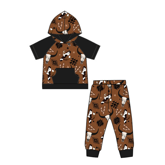 preorder BSPO0075 short sleeve western cow boy hoodie outfit 1206