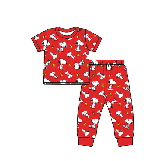 BSPO0081 preorder cartoon animal dog red short sleeve GIRL pajamas outfit 1209