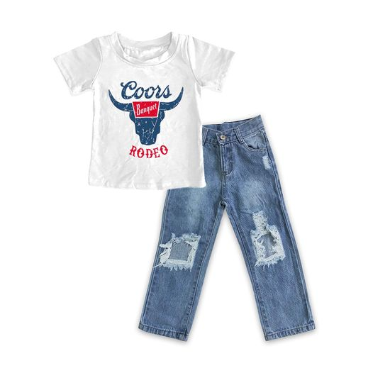 组合BSPO0087 cow short sleeve denim jeans girl outfit 1212 preorder