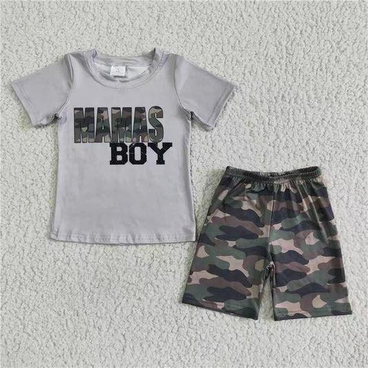 promotion BSSO0049 RTS gray MAMAS  short sleeve camo shorts boy sets 20230228 RTS