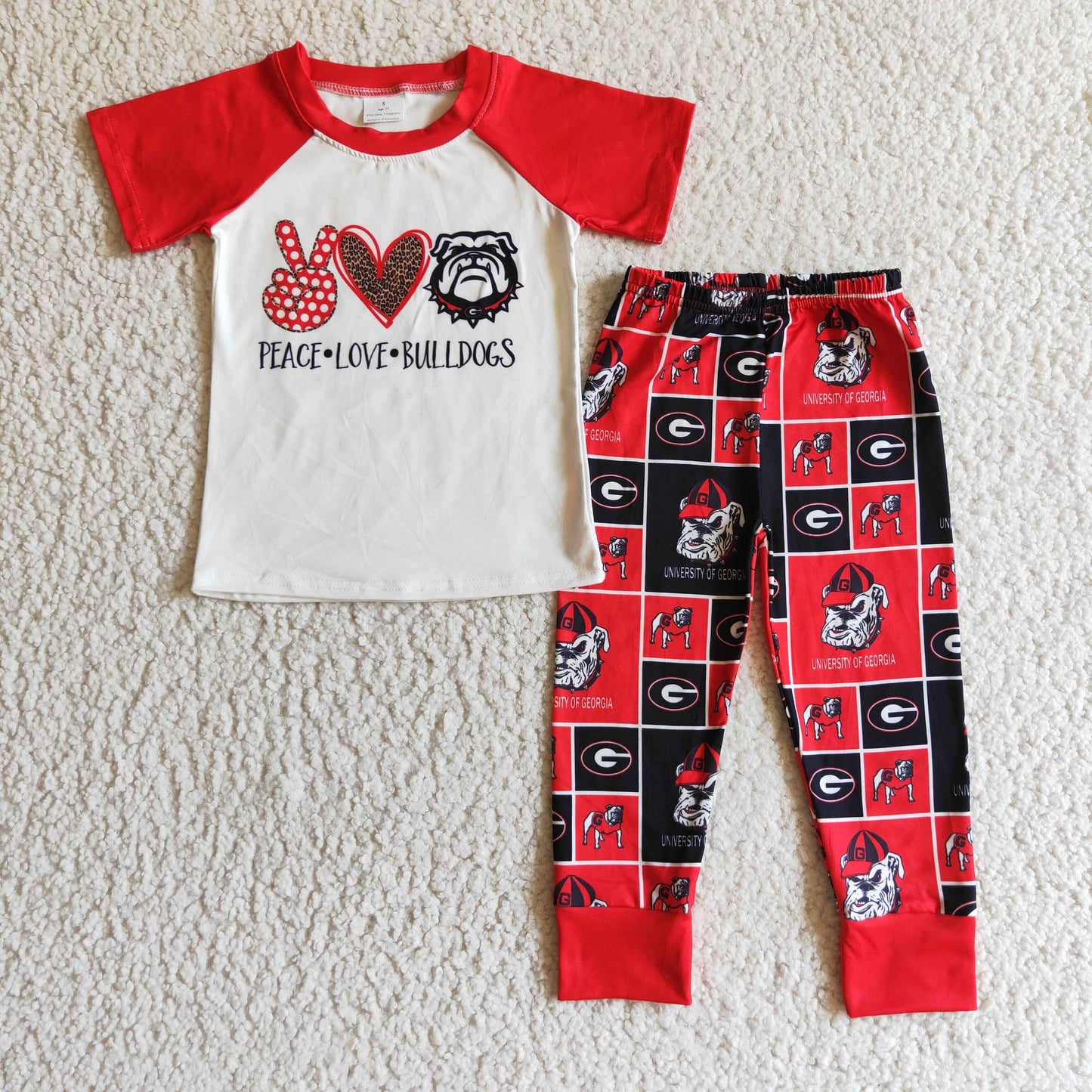 RTS 1005 bulldog football team jogging short sleeve long pants boy clothes outfit