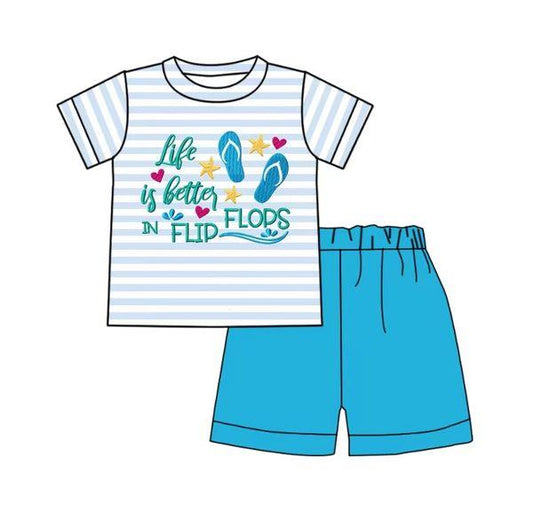 preorder short sleeve slippers summer set boy outfit  1025