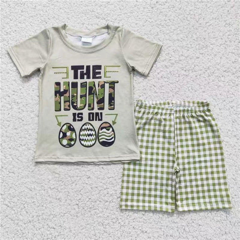 promotion BSSO0096 short sleeve Easter hunt eggs summer boy outfit RTS 20230323