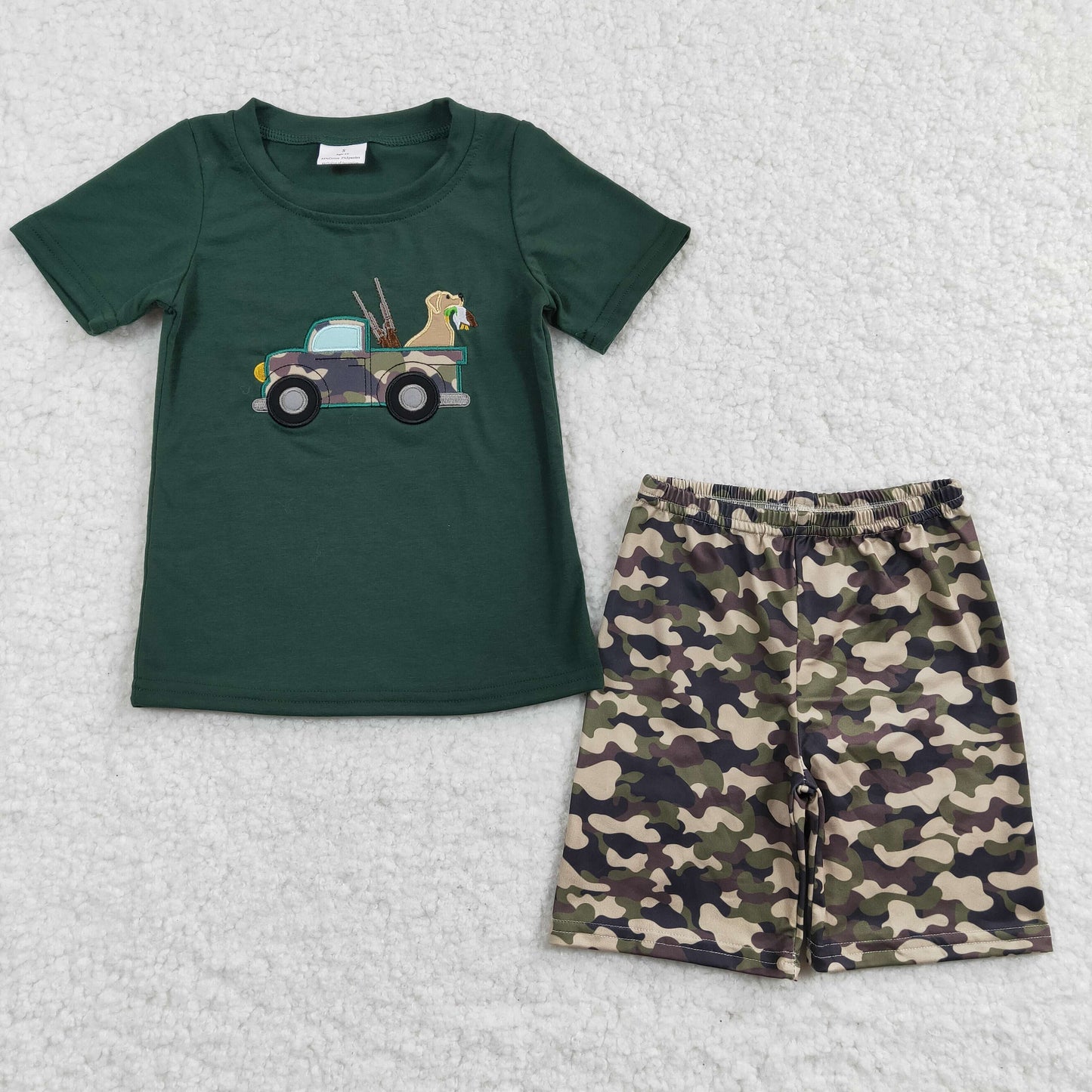 BSSO0111 embroidery Camo car dog short sleeve shorts boy summer outfit 20230105 RTS