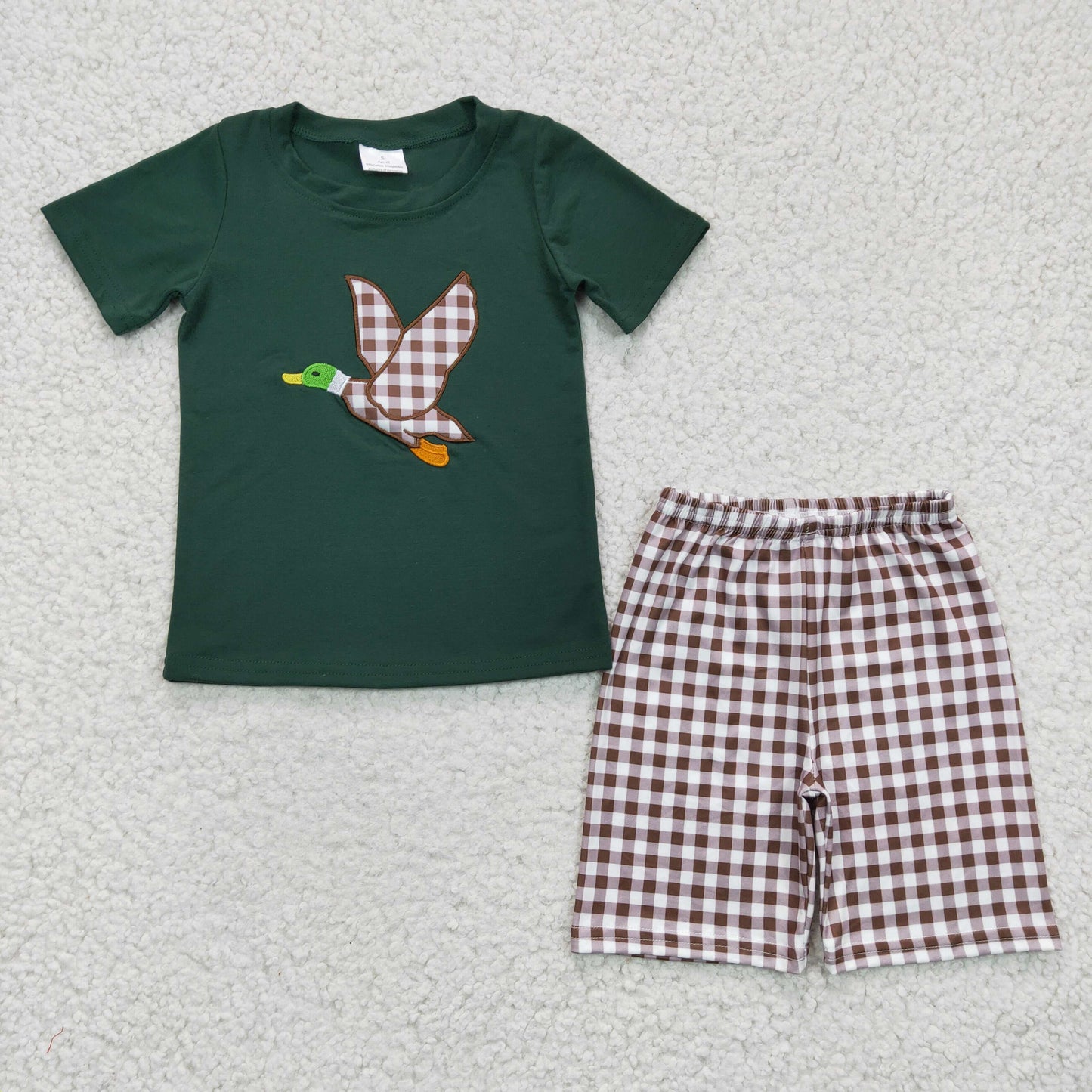 BSSO0117 embroidery duck bird short sleeve shorts boy summer outfit 20230109 RTS