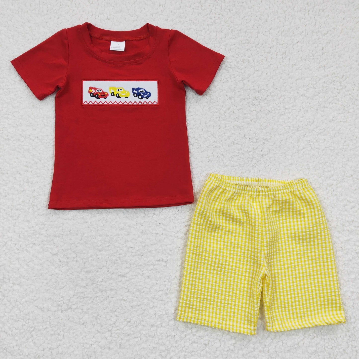 BSSO0133 embroidery car short sleeve shorts boy summer outfit 20230228 RTS