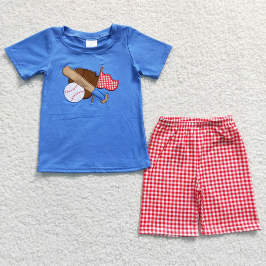 RTS BSSO0134 Embroidery short sleeve baseball embroidery summer shorts boy outfit 20230220