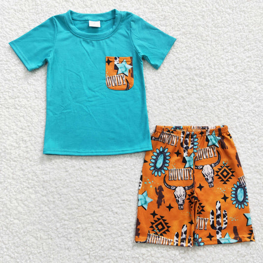 BSSO0140 short sleeve western summer shorts boy outfit 20230309 RTS