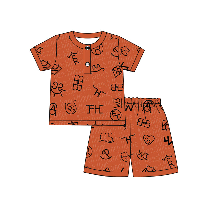 preorder BSSO0145 short sleeve western print summer shorts boy pajamas outfit 20230104