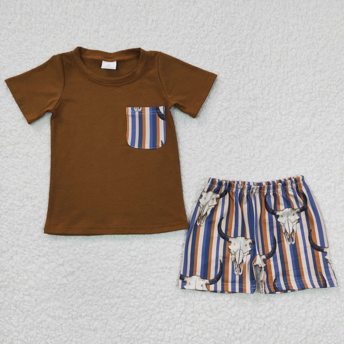 BSSO0149 short sleeve western cow summer shorts boy outfit 20230223 RTS