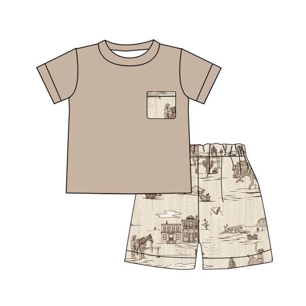 preorder BSSO0160 short sleeve western summer shorts boy pajamas outfit 1227