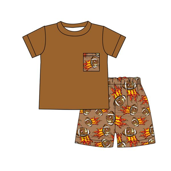 preorder BSSO0161 short sleeve western summer football shorts boy outfit 1227