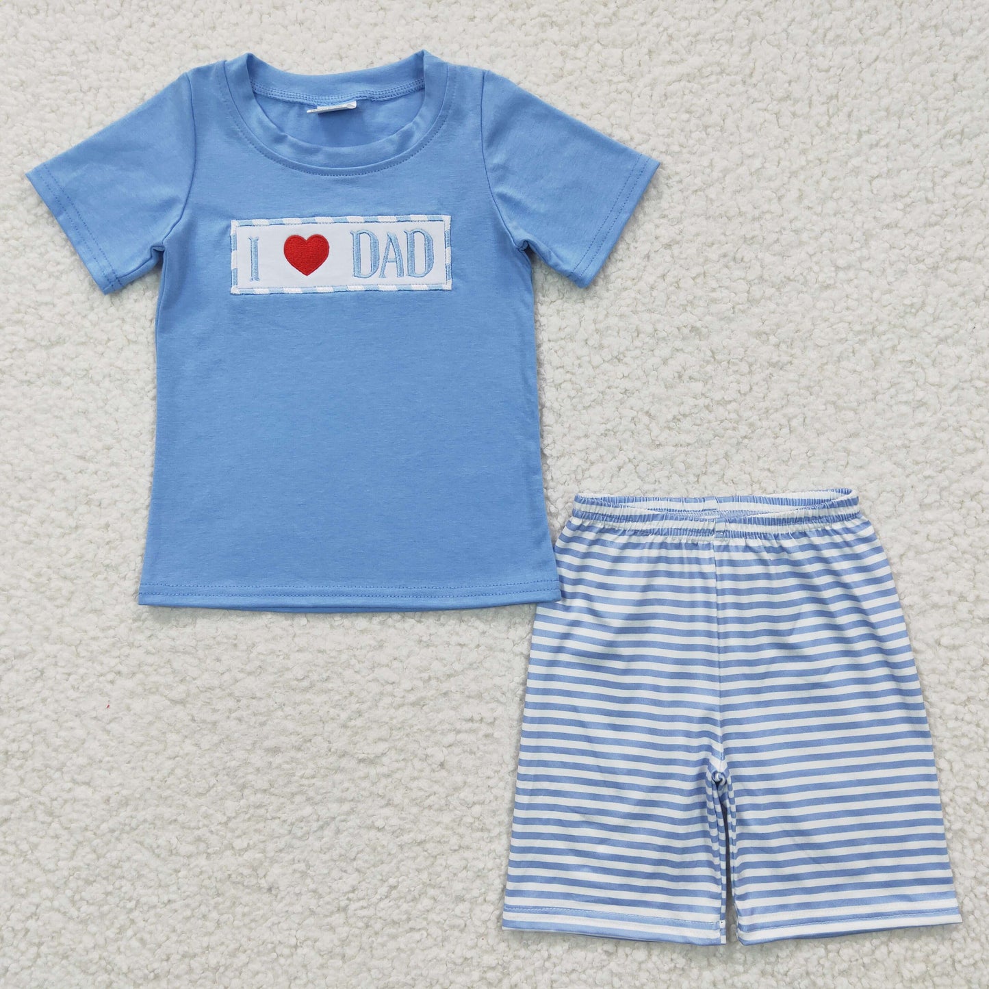 BSSO0172 embroidery love dad short sleeve shorts boy summer outfit 20230313 RTS