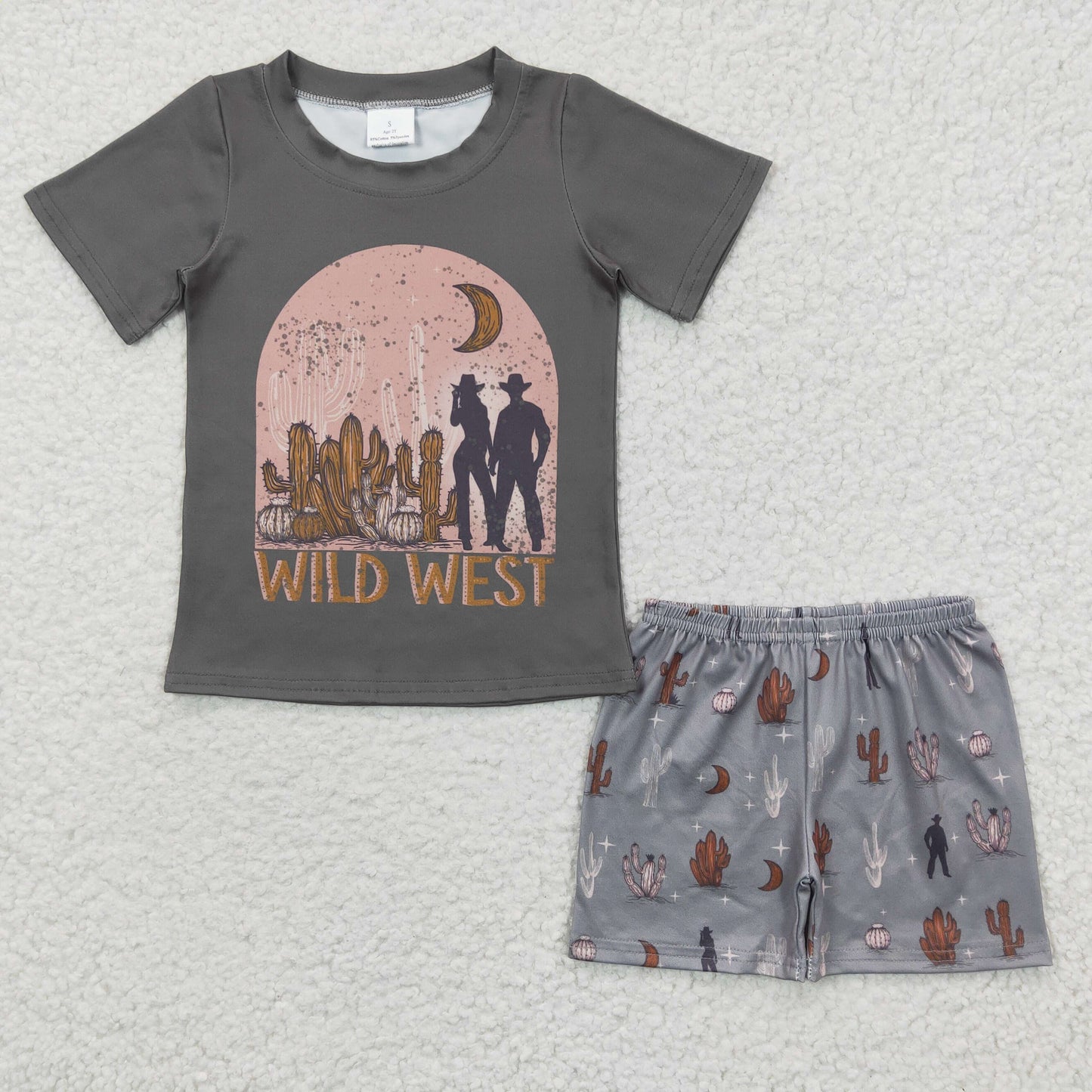 BSSO0187  western wild west short sleeve shorts boy summer outfit 20230328 RTS