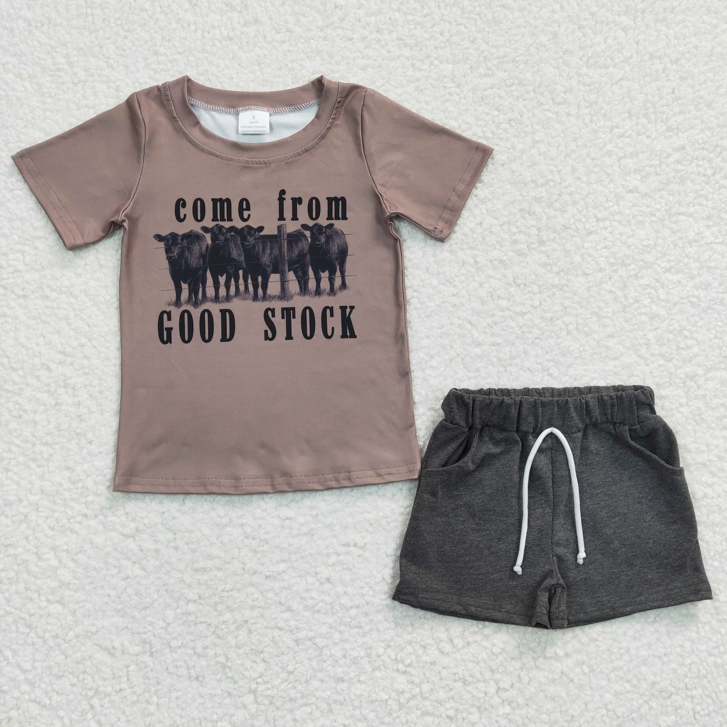 BSSO0193 RTS western short sleeve shorts boy summer outfit 20230301