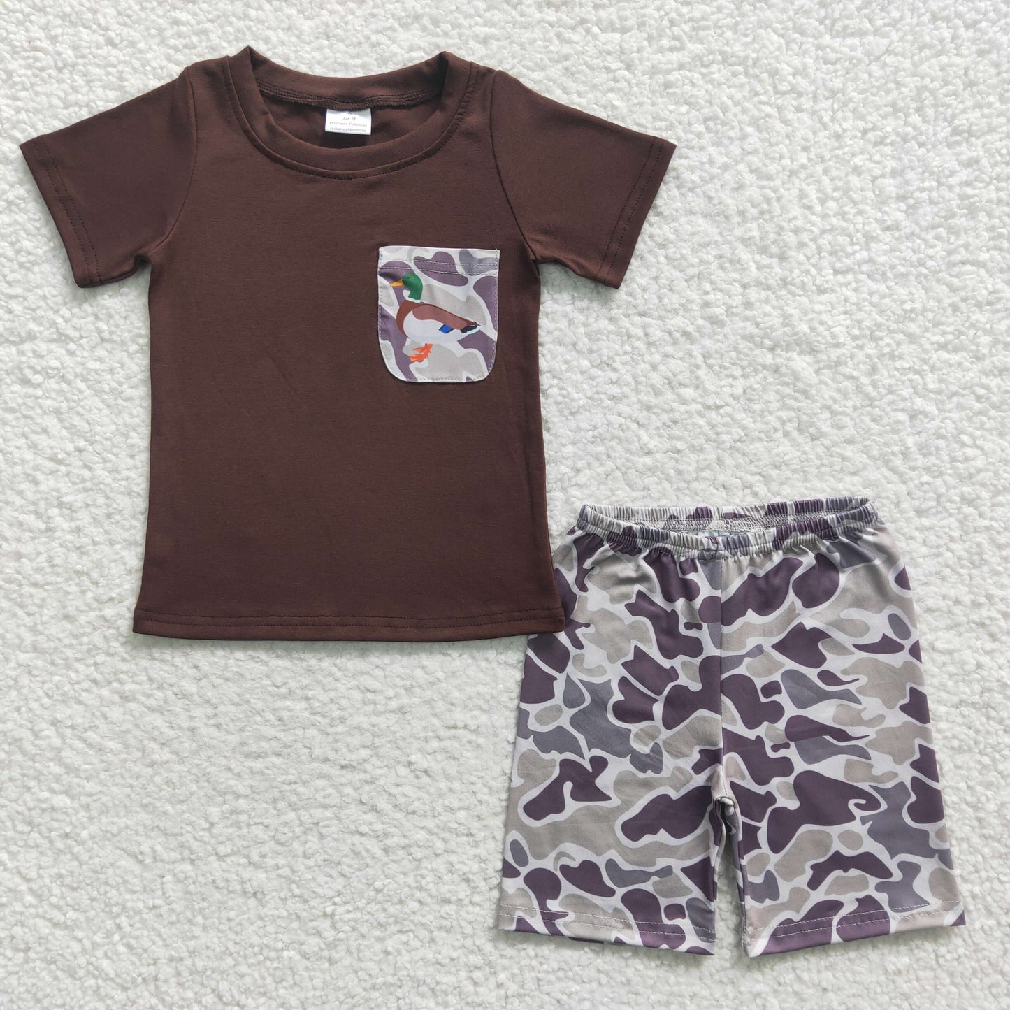 BSSO0204  Camo duck short sleeve shorts boy summer outfit 20230320