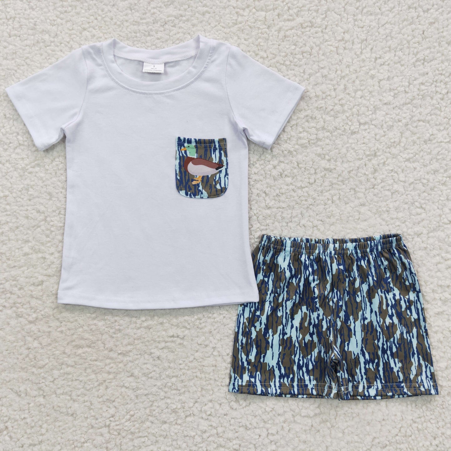 BSSO0205 Camo duck short sleeve shorts boy summer outfit 20230419 RTS