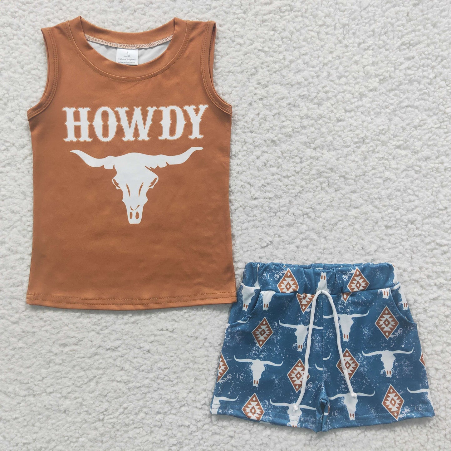 BSSO0207  short sleeve cow boy tank outfit 20230321 RTS