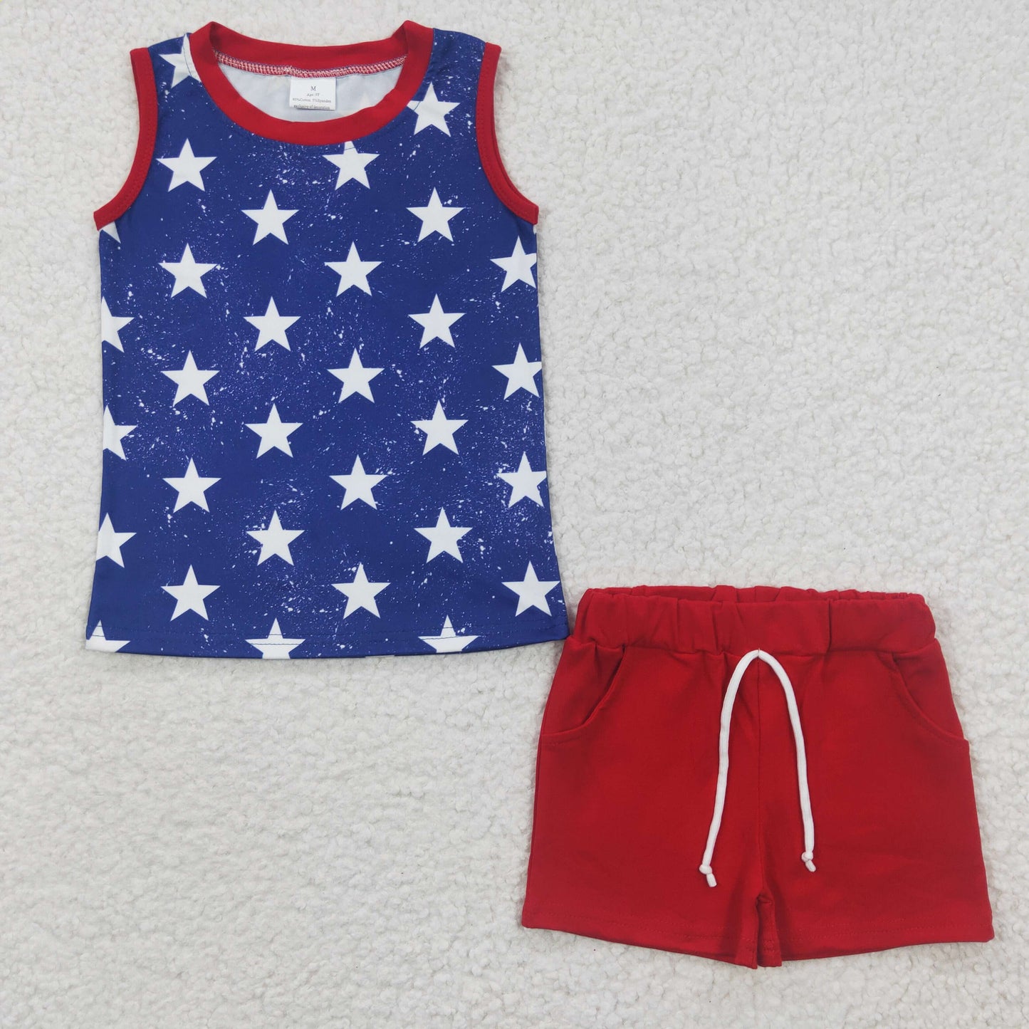 BSSO0220 short sleeve shorts star USA july 4th summer boy outfit 20230322 rts