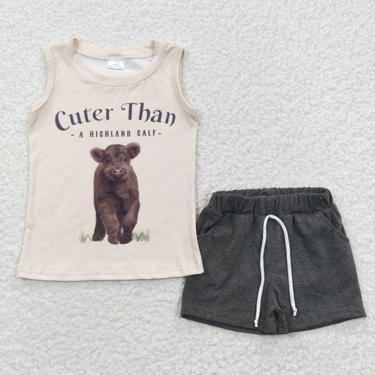 promotion RTS BSSO0224 short sleeve shorts western Highland golf bear summer boy outfit 20230414 RTS