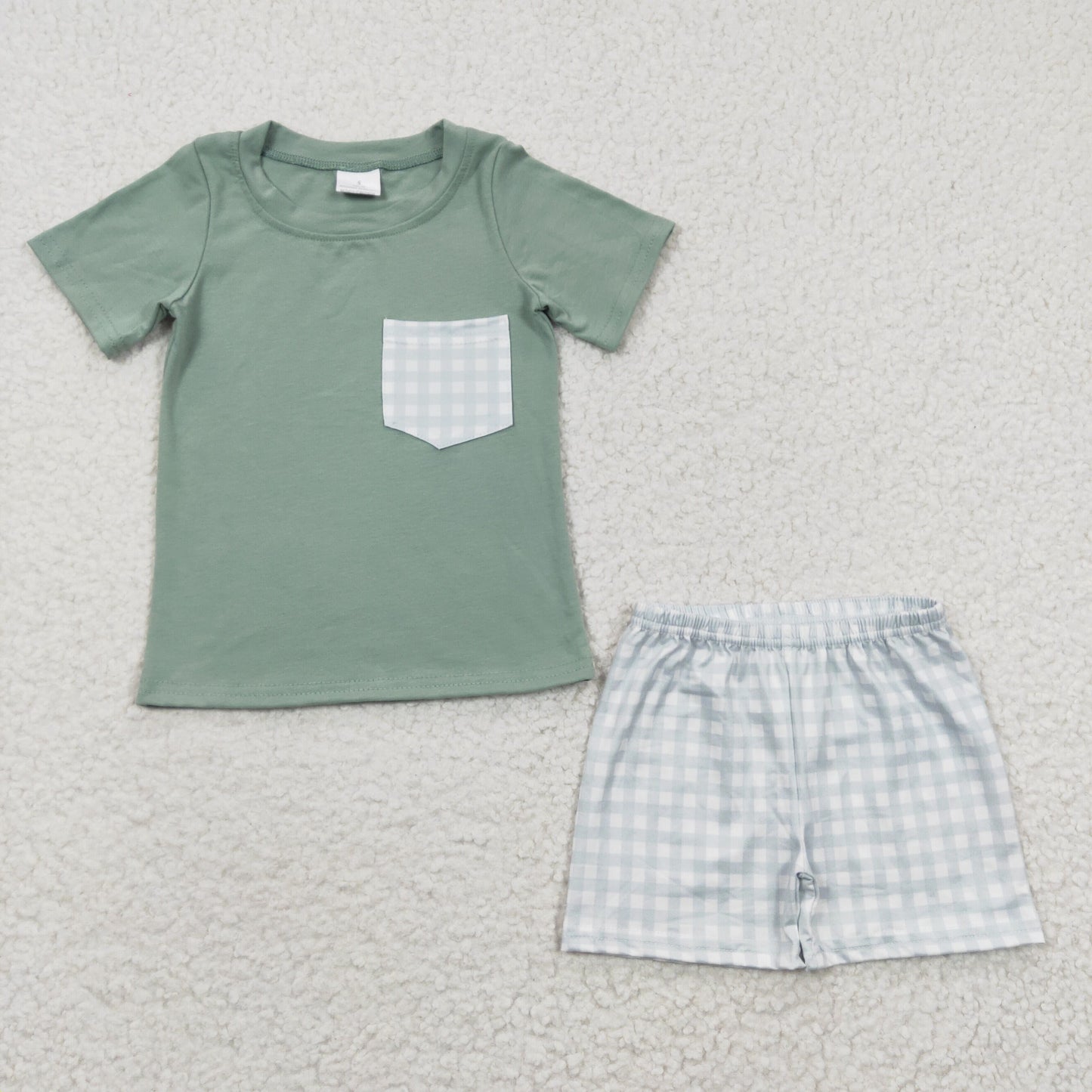 BSSO0236 plaid cotton short sleeve shorts summer boy outfit sibling 20230329 RTS