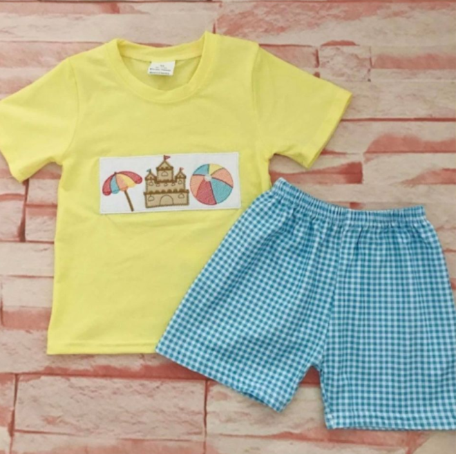 BSSO0247 short sleeve shorts beach umbrella summer boy outfit preorder 20230426