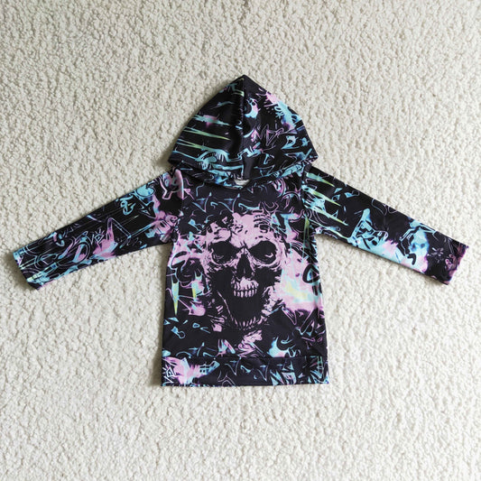 BT0050 halloween purple skull goast long sleeve boy hoodie top coat pullover 0829