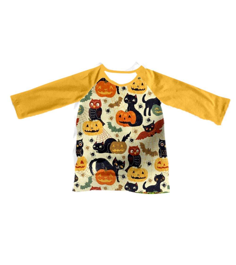 preorder 0720 orange cartoon girl short top halloween pumpkin