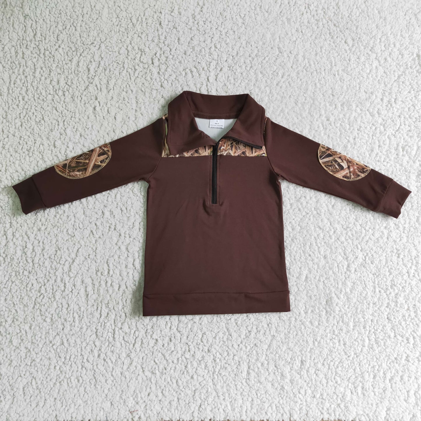 long sleeve boy top camo brown 1005