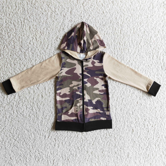 BT0085 camo zipper long sleeve top sweater boy jacket hoodie clothes 1107 RTS