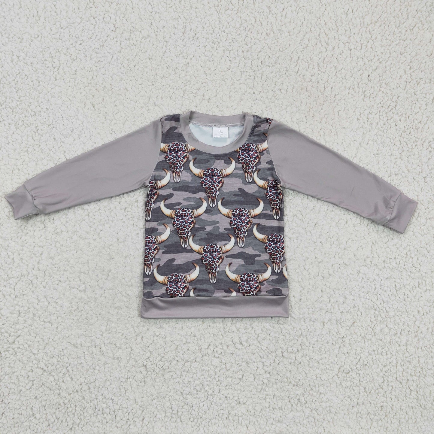 BT0108 boy cow camo long sleeve top preorder 1121 RTS