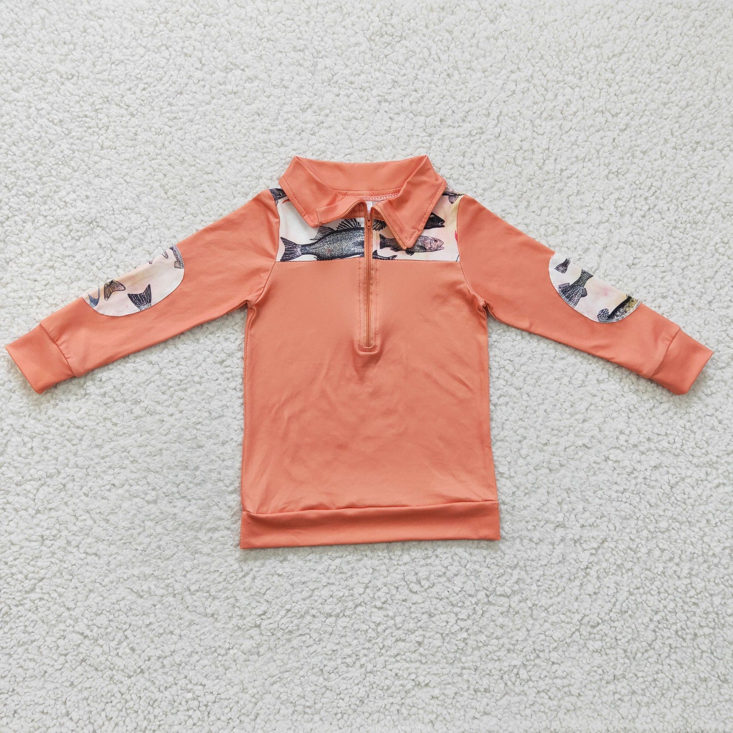 promotion BT0128 western fishing long sleeve zipper pullover BOY Tee shirt 1219 RTS