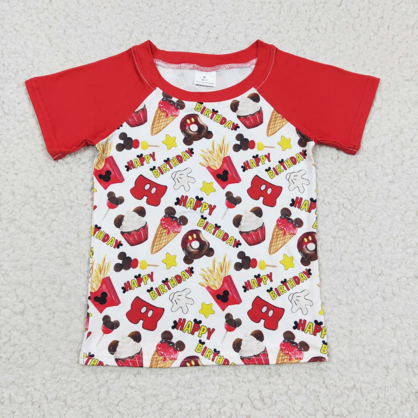 BT0138 happy birthday short sleeve top boy girl top shirt 1228 RTS