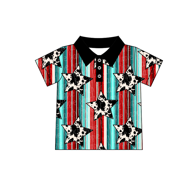 BT0144 short sleeve western cow button boy shirt preorder 1123 preorder